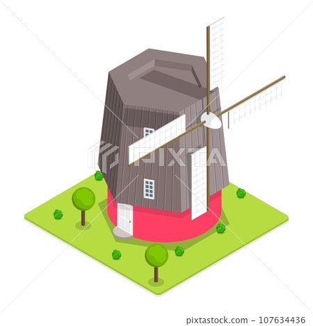 3D Isometric Flat Vector Set of Symbols of Holland. Item 3 107634436