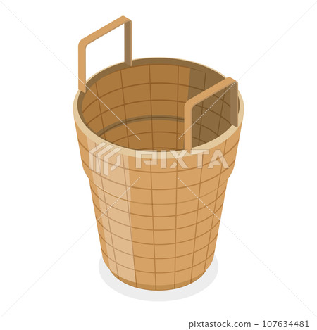 3D Isometric Flat Vector Set of Baskets. Item 2 107634481