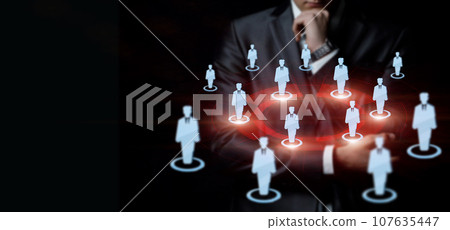 A businessman is thinking about choosing candidates. 107635447
