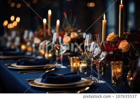 Luxury dinning table. celebrate and romantic. Generative AI Luxury dinning table. celebrate and romantic. Generative AI 107635537