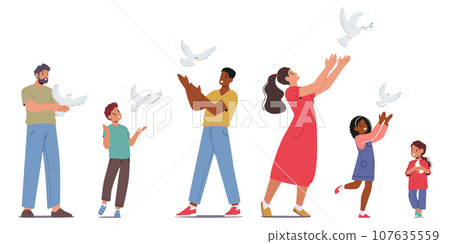 Character Release White Doves in A Symbol Of Peace And Unity, Their Graceful Flight Embodying Hope And Harmony Character Release White Doves in A Symbol Of Peace And Unity, Their Graceful Flight Embodying Hope And Harmony 107635559