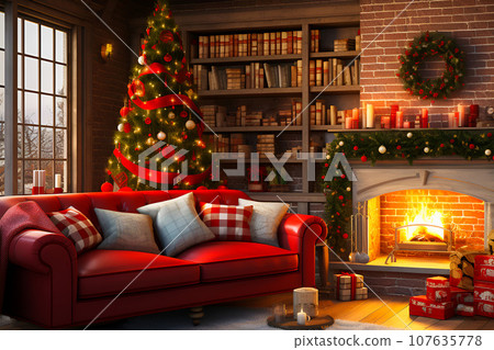Christmas mood decorations in living room Christmas mood decorations in living room 107635778