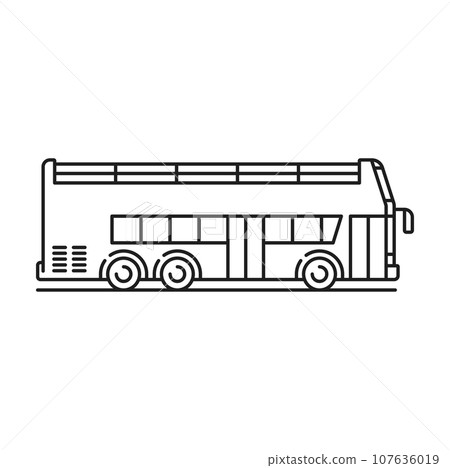 Passenger tour bus emblem, sprinter for tourists and pupils to school transportation. Vector bus station logo, public transport sport outline icon 107636019