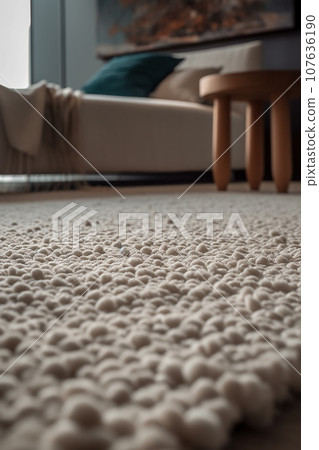 Close up creative carpet, located in a modern living room 107636190