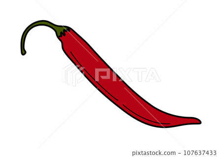 Vector abstract isolated image of Red hot Chili pepper in trendy bright colors. Sticker. Icon. EPS Vector abstract isolated image of Red hot Chili pepper in trendy bright colors. Sticker. Icon. EPS 107637433
