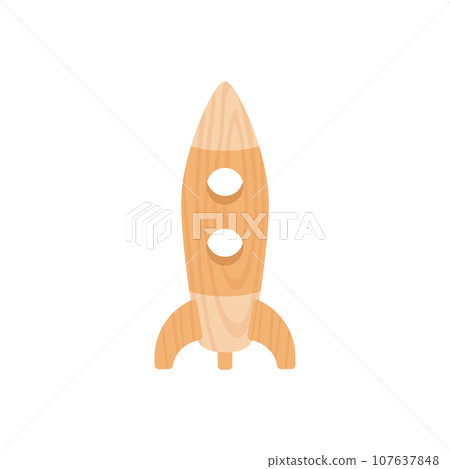 Rocket wooden toy flat style, vector illustration isolated on white Rocket wooden toy flat style, vector illustration isolated on white 107637848