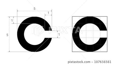 Landolt C Eye Test Chart broken ring medical illustration. Japanese vision test line vector letter sketch style outline Landolt C Eye Test Chart broken ring medical illustration. Japanese vision test line vector letter sketch style outline 107638381