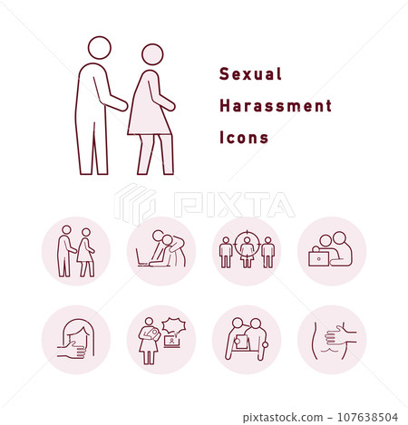關於各種類型的性騷擾的顏色圖示集 107638504