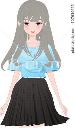 一個微笑的年輕可愛女孩跪著的插圖 107639635