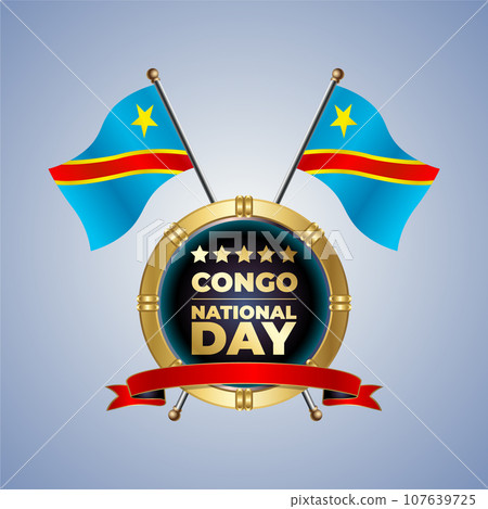 Small National flag of Congo on Circle With garadasi color background Small National flag of Congo on Circle With garadasi color background 107639725