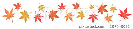 White background wallpaper of horizontal lines of maple leaves 107640021