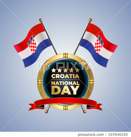 Small National flag of Croatia on Circle With garadasi color background Small National flag of Croatia on Circle With garadasi color background 107640293