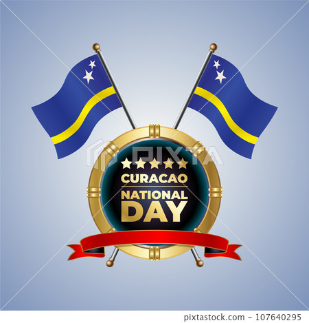 Small National flag of Curacao on Circle With garadasi color background Small National flag of Curacao on Circle With garadasi color background 107640295