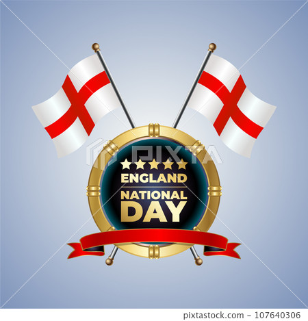 Small National flag of England on Circle With garadasi color background 107640306