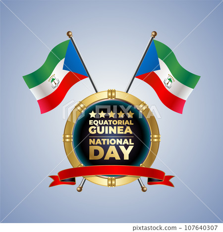 Small National flag of Equatorial Guinea on Circle With garadasi color background 107640307