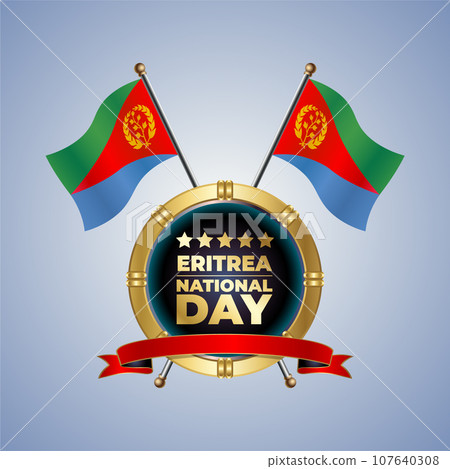 Small National flag of Eritrea on Circle With garadasi color background 107640308