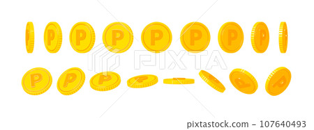 P mark coin 3D illustration set (various angles) P mark coin 3D illustration set (various angles) 107640493