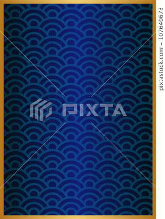 Qinghai wave pattern dark blue and golden background illustration 107640673