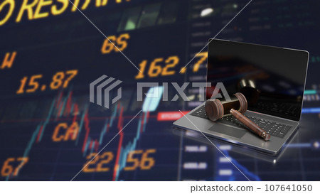 The hammer on notebook and chart Business Background  for law concept 3d rendering 107641050