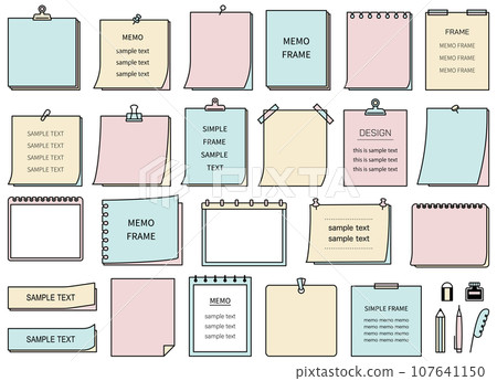 Memo frame set frame decoration stylish cute notebook clip sticky note simple stationery 107641150