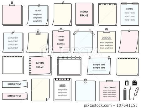 Memo frame set frame decoration stylish cute notebook clip sticky note simple stationery 107641153