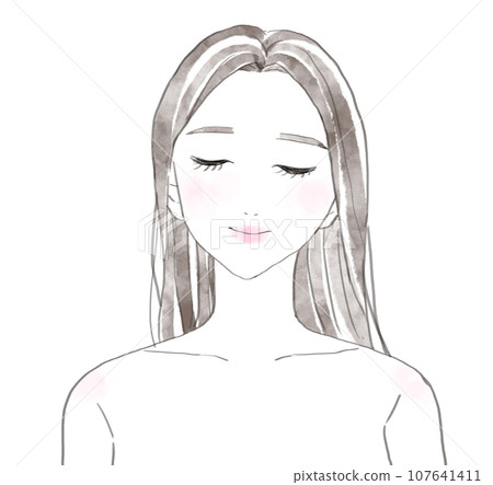 A woman who closes her eyes A woman who closes her eyes 107641411
