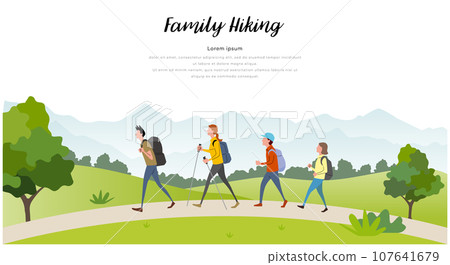 Vector illustration material: family hiking, mountain climbing Vector illustration material: family hiking, mountain climbing 107641679
