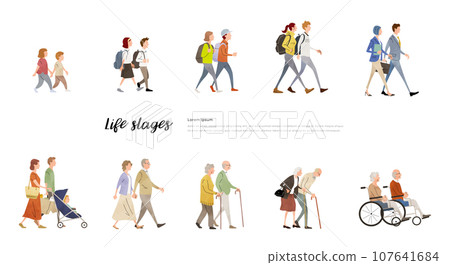 Vector illustration material: life stages of men and women, husband and wife, couple, man and woman 107641684