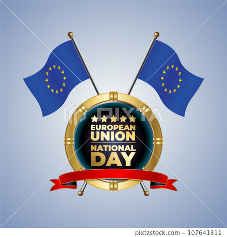 Small National flag of  European Union on Circle With garadasi color background 107641811