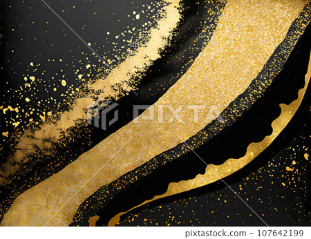 Gold leaf and black Japanese paper background Japanese style texture material 107642199