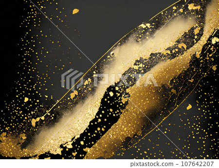 Gold leaf and black Japanese paper background Japanese style texture material 107642207