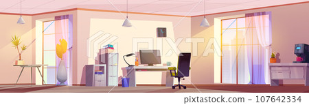 Home office interior in flat vector background Home office interior in flat vector background 107642334