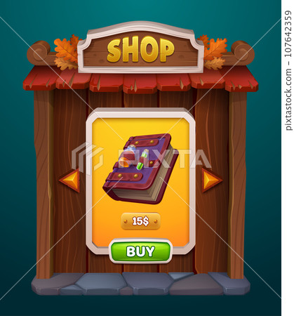 Autumn fantasy game shop ui interface wood frame Autumn fantasy game shop ui interface wood frame 107642359