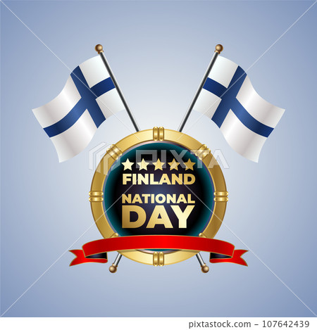 Small National flag of Finland on Circle With garadasi color background 107642439