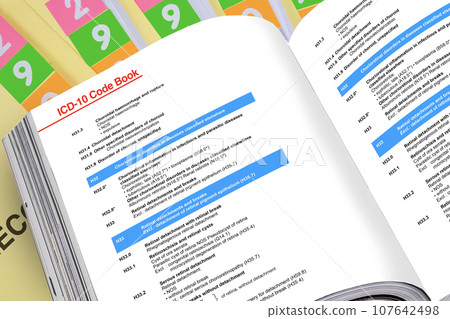 Top view photo of medical records manual being opened. Top view photo of medical records manual being opened. 107642498
