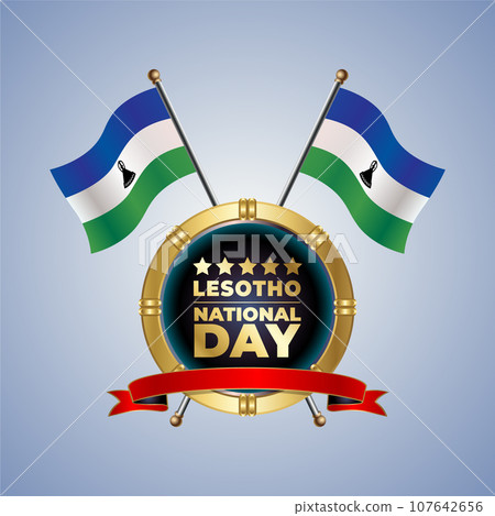 Small National flag of Lesotho on Circle With garadasi color background 107642656