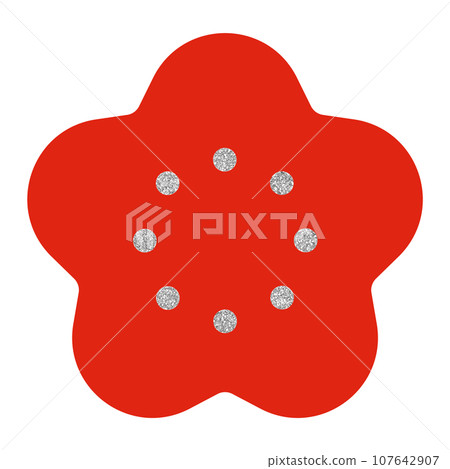 Illustration material plum hand-painted lame silver 107642907