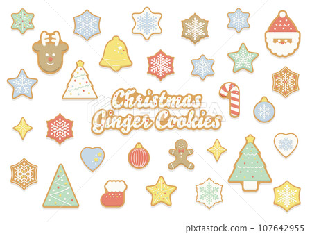 生薑餅乾和聖誕圖案餅乾的向量圖解/十二月、聖誕節、冬季 107642955