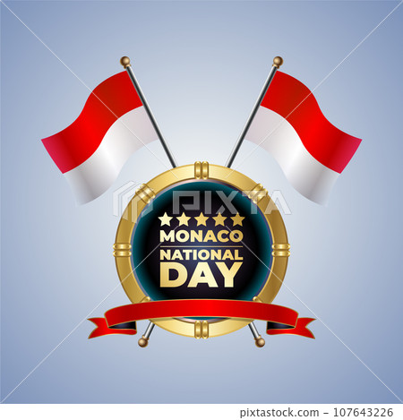 Small National flag of Monaco on Circle With garadasi color background Small National flag of Monaco on Circle With garadasi color background 107643226