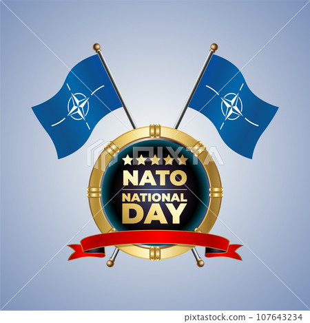 Small National flag of NATO on Circle With garadasi color background 107643234