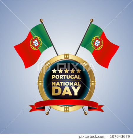 Small National flag of Portugal on Circle With garadasi color background Small National flag of Portugal on Circle With garadasi color background 107643679