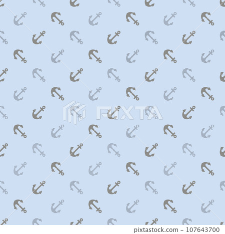 Anchor nautical seamless pattern. Maritime sea backdrop. Vector repeat design. Perfect for wallpaper, pattern fills, web background and fashion print. 107643700