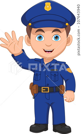 cute police boy waving cartoon cute police boy waving cartoon 107643940