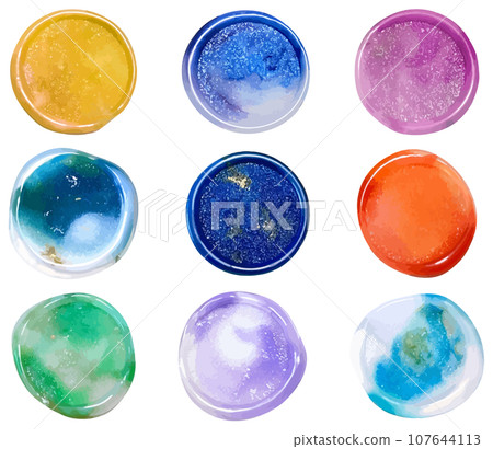 Colorful sealing stamp set vector material Colorful sealing stamp set vector material 107644113