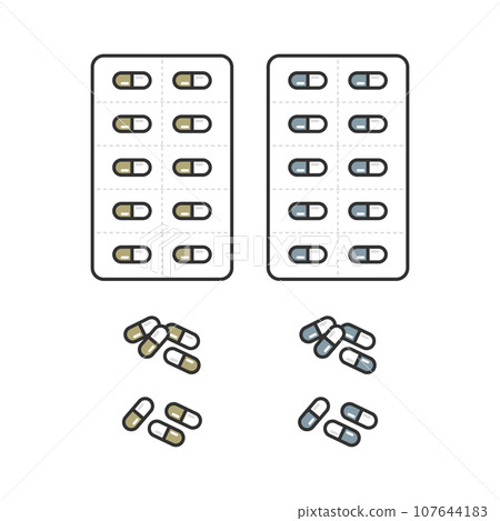 醫學插圖藥丸套裝 107644183
