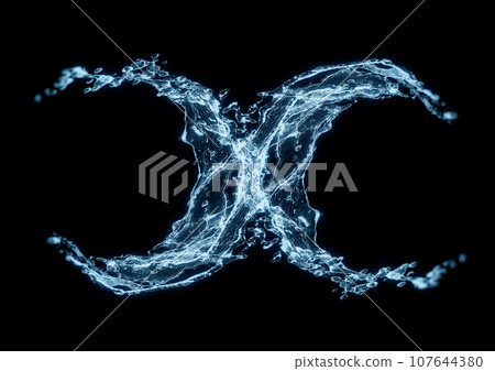 抽象藍色水濺的 3d 插圖 107644380