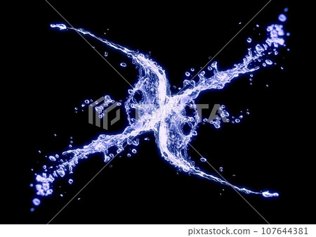 抽象藍色水濺的 3d 插圖 107644381