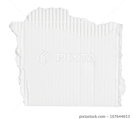 piece of white corrugated paper isolated on white background piece of white corrugated paper isolated on white background 107644653