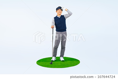 拿著高爾夫球桿的中年男子（剪紙 PNG 也有售！請參閱作者簡介） 107644724