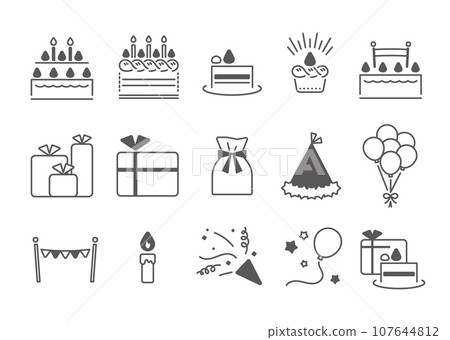 簡單的蛋糕派對圖示集 107644812